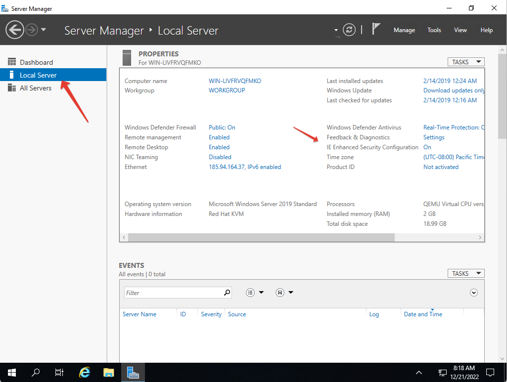 Отключение конфигурации усиленной безопасности Internet Explorer в Windows Server