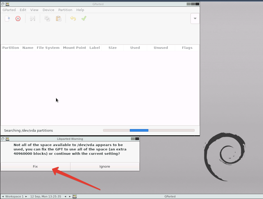 Увеличение диска на Linux при помощи gParted