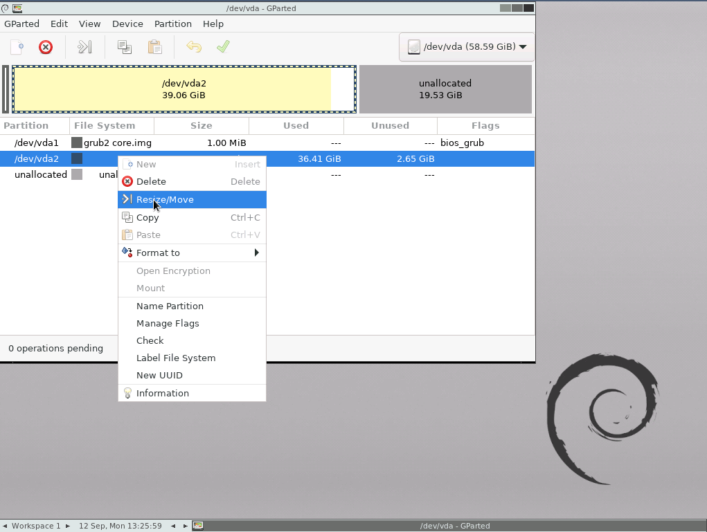 Увеличение диска на Linux при помощи gParted