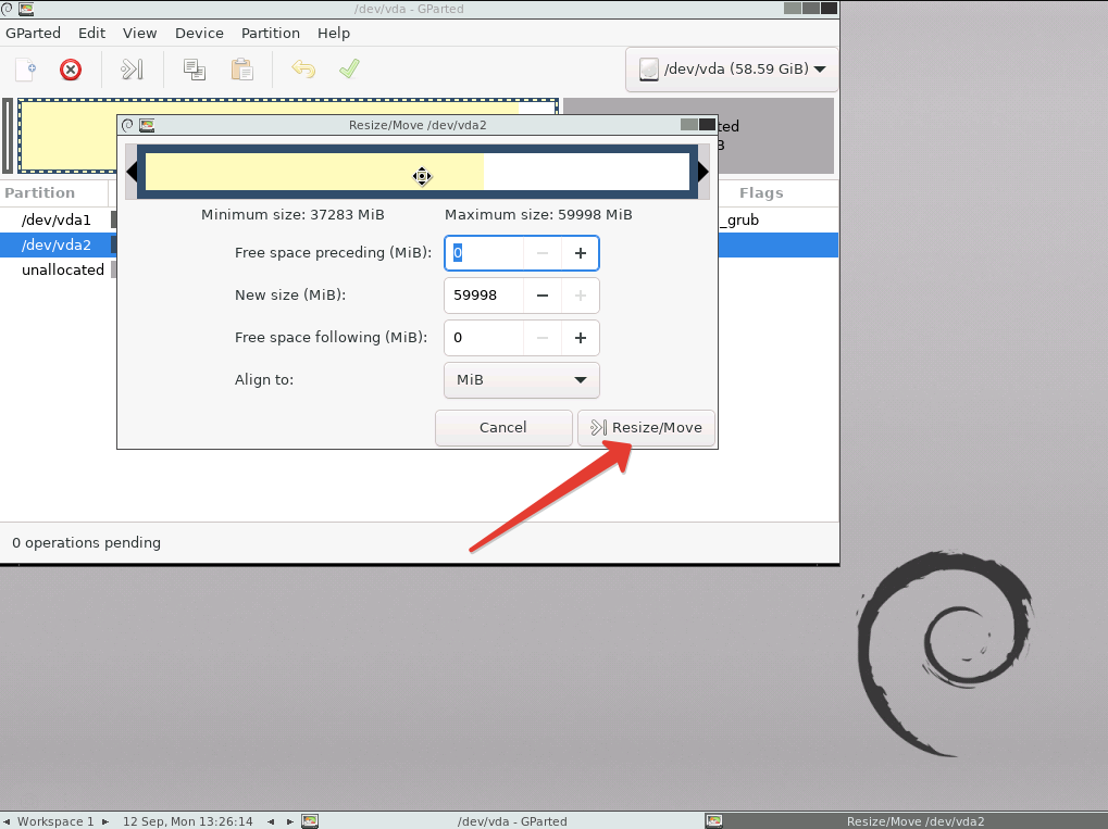 Увеличение диска на Linux при помощи gParted