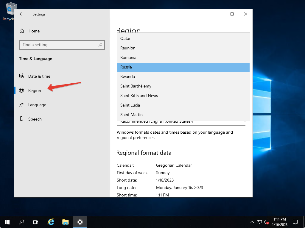 Настройка русского языка в Windows Server 2019