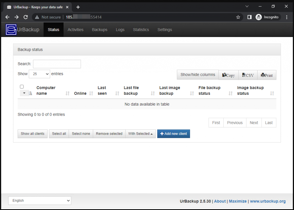 Установка сервера и клиента UrBackup в Ubuntu