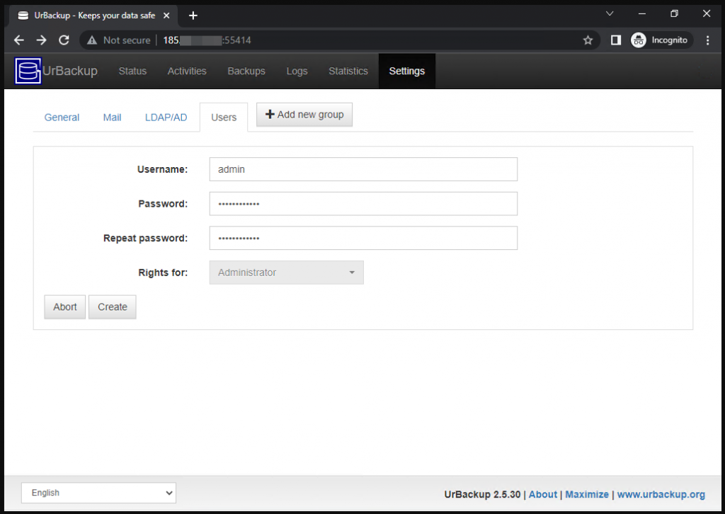 Установка сервера и клиента UrBackup в Ubuntu
