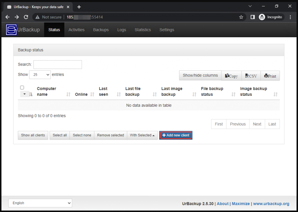 Установка сервера и клиента UrBackup в Ubuntu