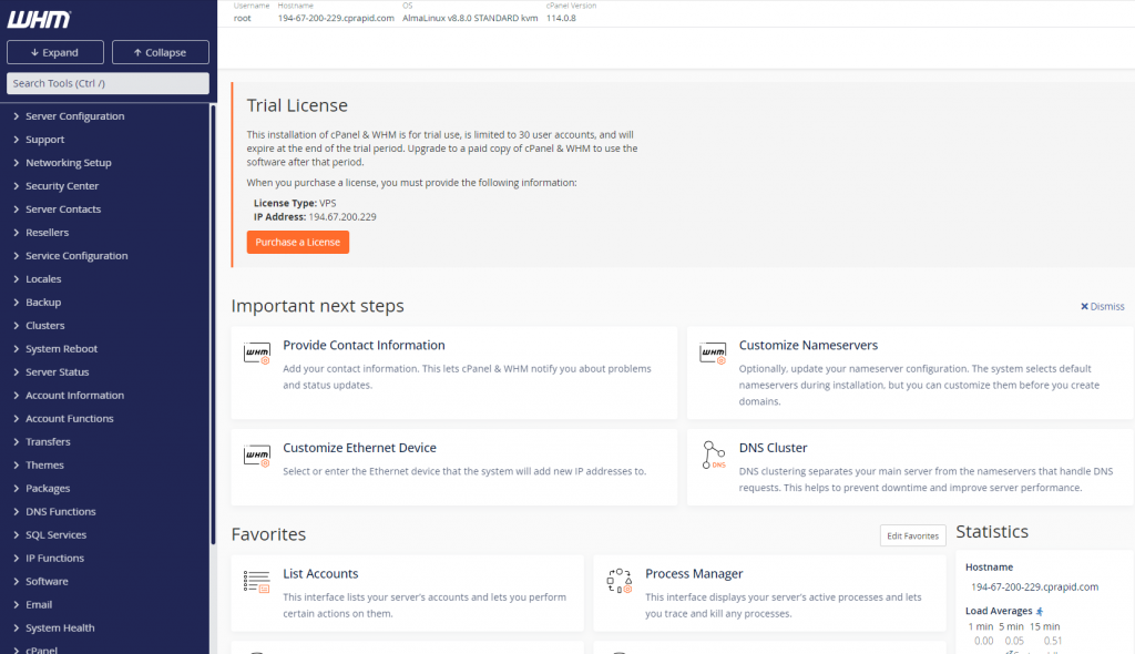 Установка панели управления cPanel на Linux сервере